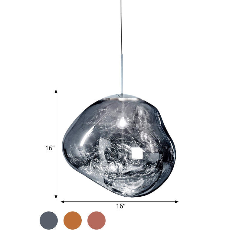 Contemporary Irregular Pendant Light Taavita Hand-Blown Glass 1-Light Dining Room Hanging Lamp, 8"/12" Wide