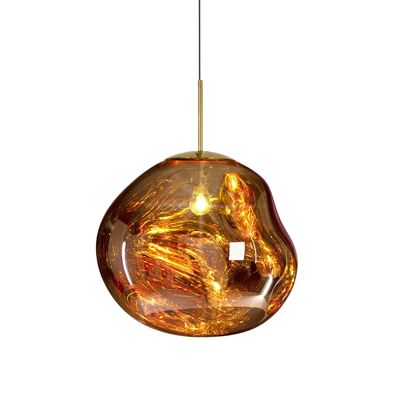 Contemporary Irregular Pendant Light Taavita Hand-Blown Glass 1-Light Dining Room Hanging Lamp, 8"/12" Wide