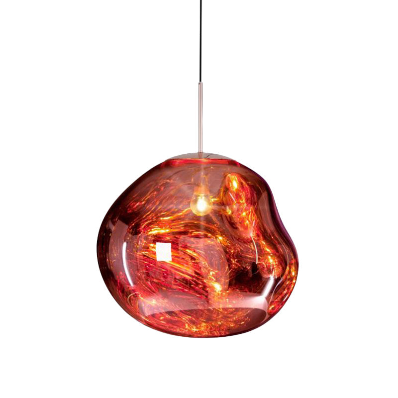 Contemporary Irregular Pendant Light Taavita Hand-Blown Glass 1-Light Dining Room Hanging Lamp, 8"/12" Wide