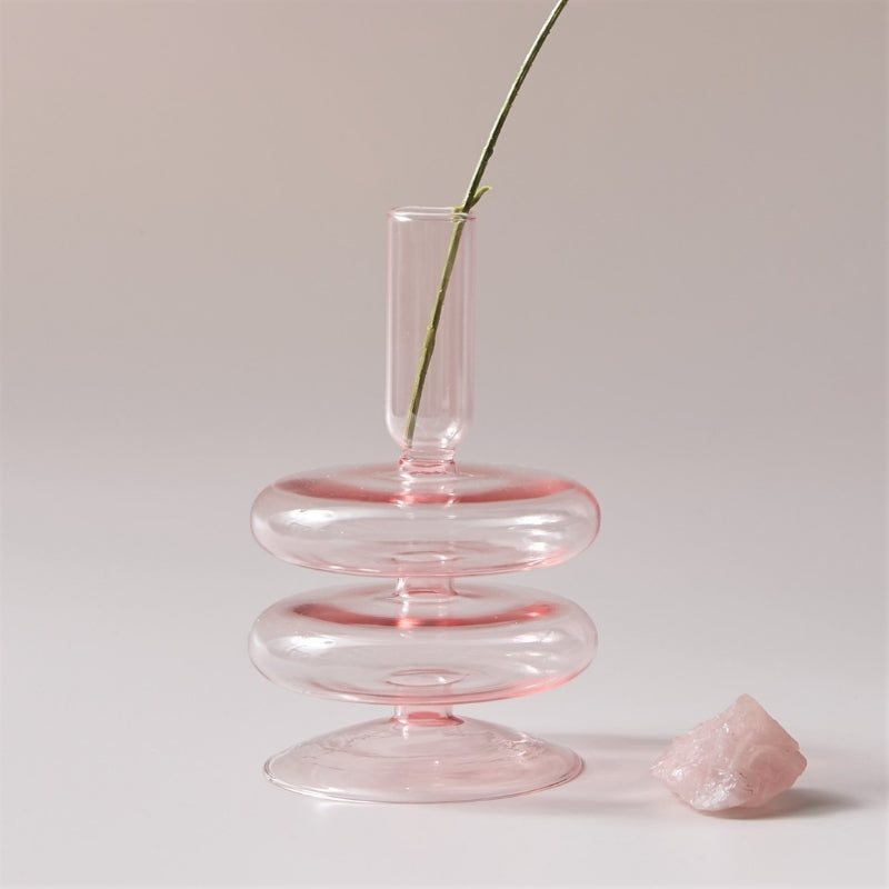 Taavita Pink Handblown Glass Taper Candle Holder & Vases