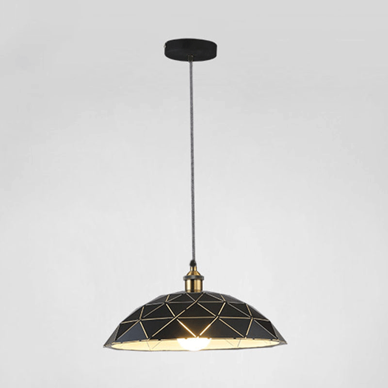 Taavita Light Dome Suspension Lamp Industrial Black/White Metal Pendant Light for Living Room, Available in 13"/16"/19.5" Widths