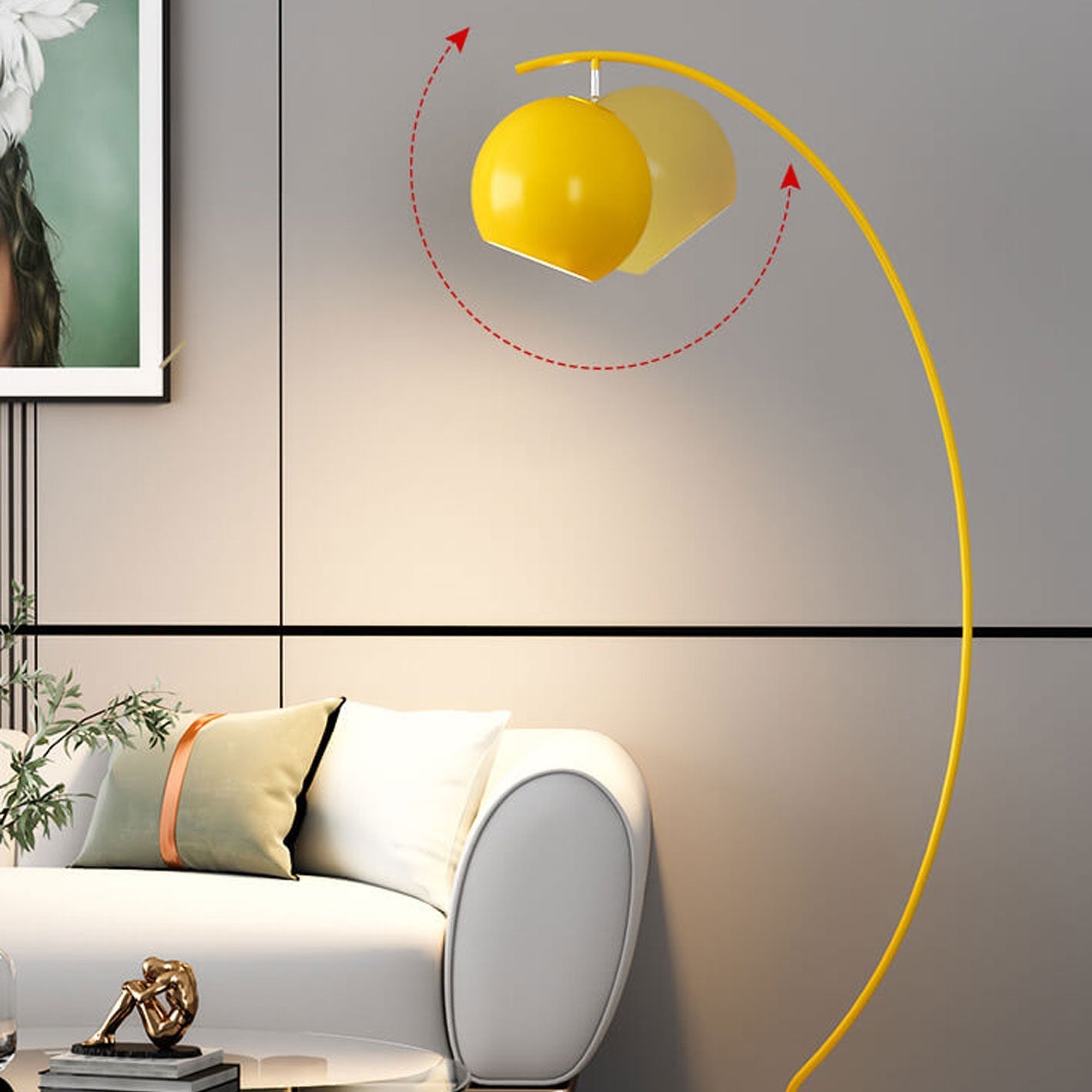 Taavita, minimalistic, curved dome floor lamp with 1 light