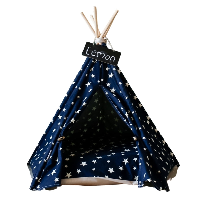 Modern Boho Dog Teepee with Removable Plush Dog Bed Cushion