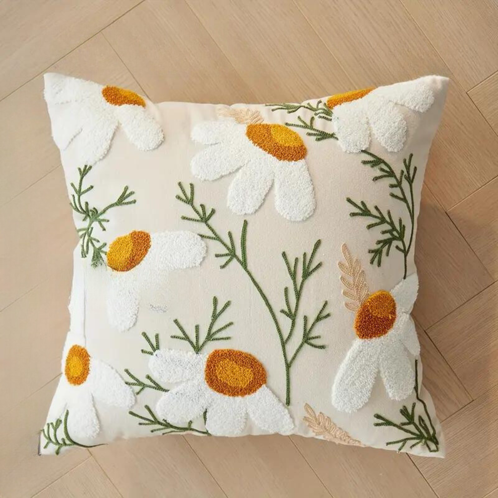 Elegant Plant Flower Patterned Cushion Cover