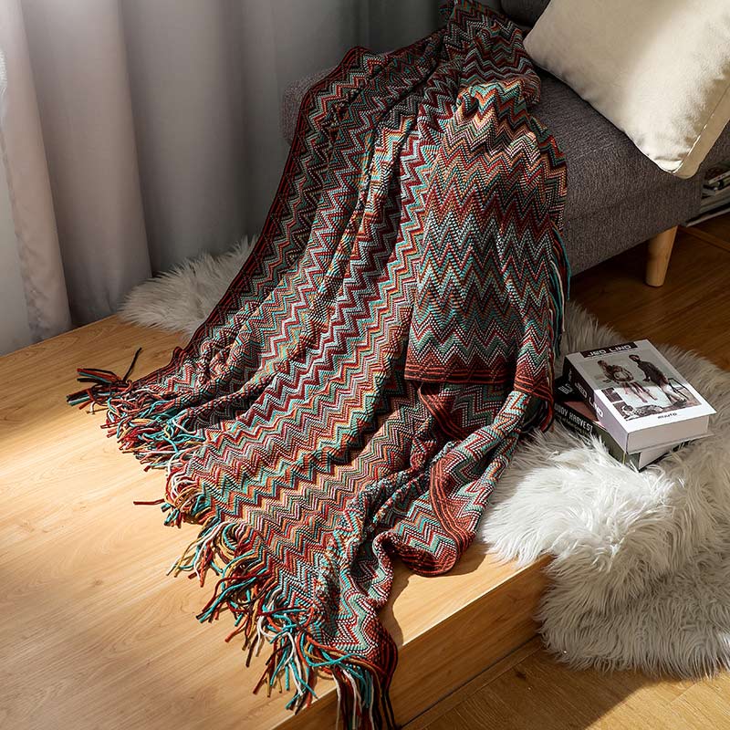 Cozy Striped Blanket with Tassels