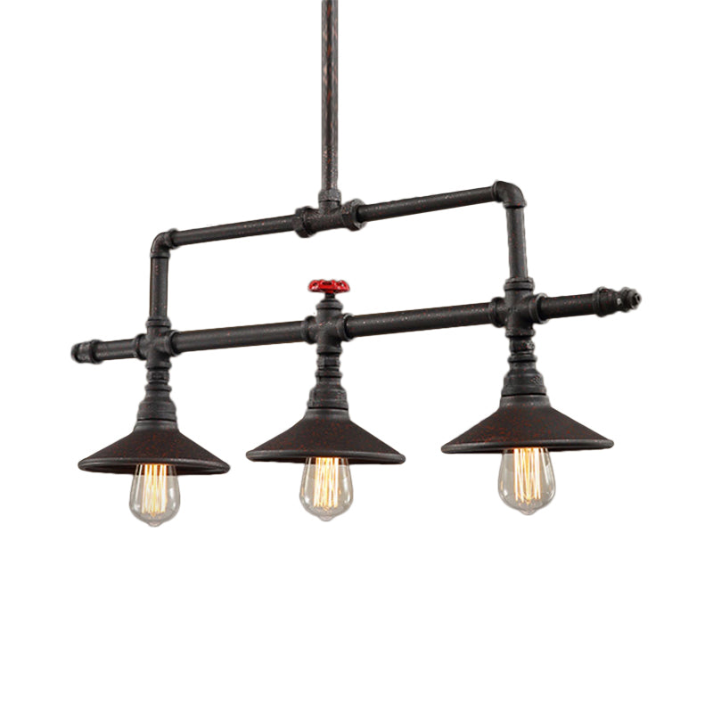 5/3 Lights Conical Pendant Lighting Industrial Style Rust Wrought Iron Island Light Fixture for Taavita