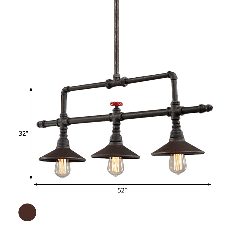 5/3 Lights Conical Pendant Lighting Industrial Style Rust Wrought Iron Island Light Fixture for Taavita