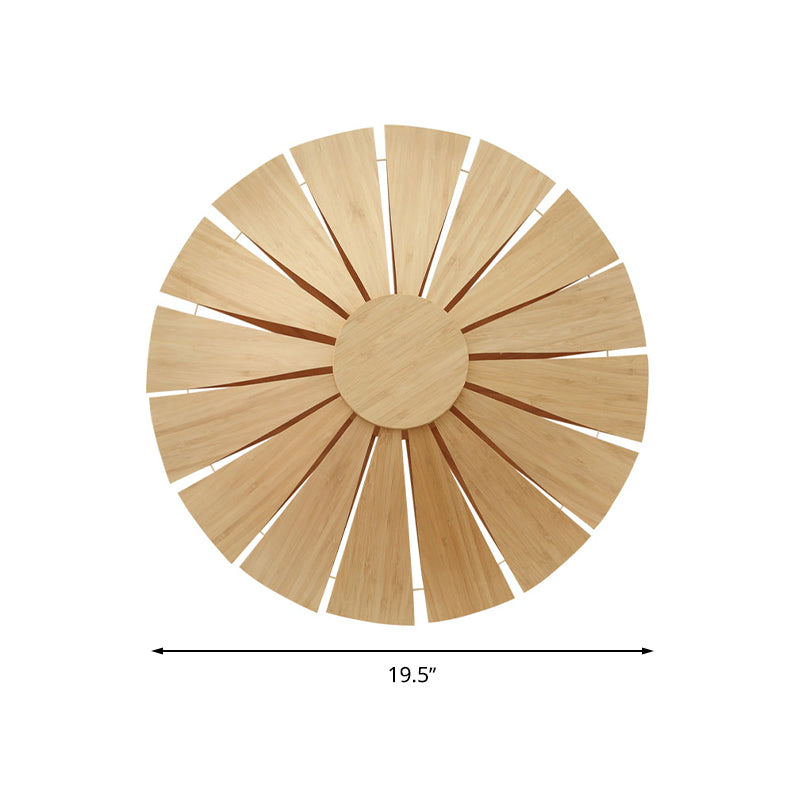 19.5 "/23.5" Diameter Circular Wall Lamp Illuminated Modern Wood Veneer 1 Light Living Room Wall Lamp