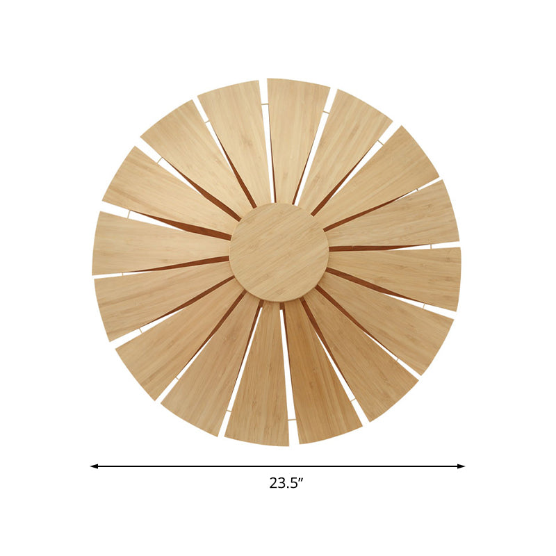 19.5 "/23.5" Diameter Circular Wall Lamp Illuminated Modern Wood Veneer 1 Light Living Room Wall Lamp