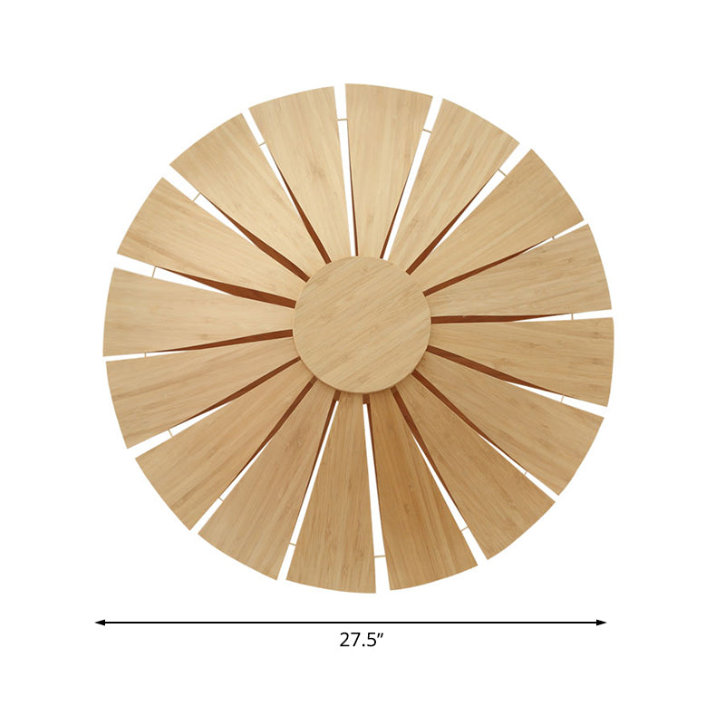 19.5 "/23.5" Diameter Circular Wall Lamp Illuminated Modern Wood Veneer 1 Light Living Room Wall Lamp