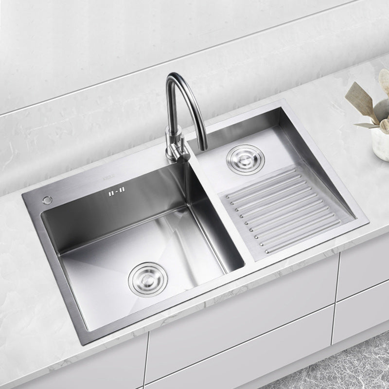 Taavita Stainless Steel Modern Kitchen Sink Double Sink Workstation with Accessories and Faucet