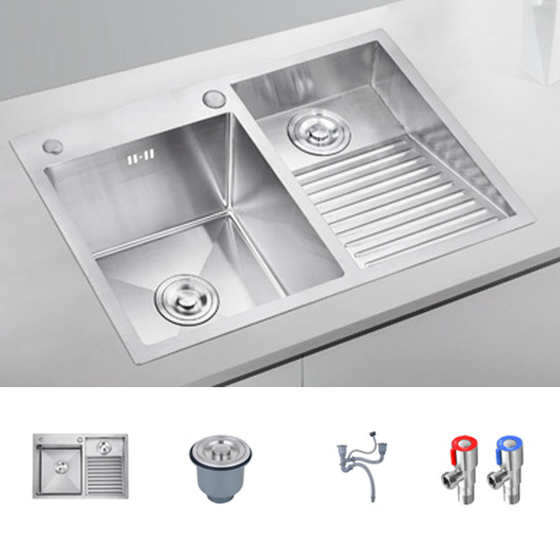 Modern Kitchen Sink Stainless Steel Double Sink with Accessories and Faucet Workstation Clearhalo 'Home Improvement' 'home_improvement' 'home_improvement_kitchen_sinks' 'Kitchen Remodel & Kitchen Fixtures' 'Kitchen Sinks & Faucet Components' 'Kitchen Sinks' 'kitchen_sinks' 6353195