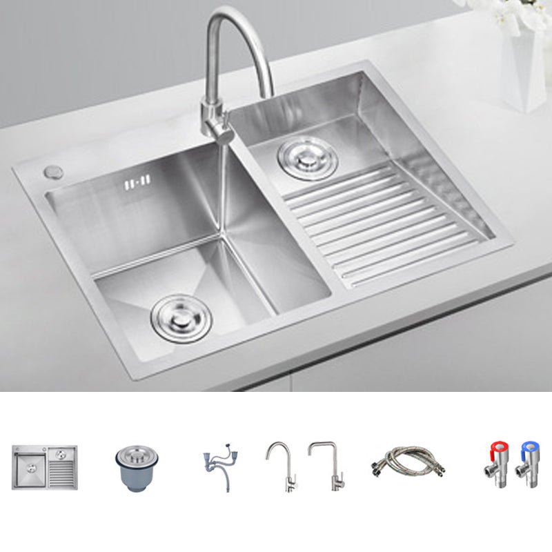 Modern Kitchen Sink Stainless Steel Double Sink with Accessories and Faucet Workstation Clearhalo 'Home Improvement' 'home_improvement' 'home_improvement_kitchen_sinks' 'Kitchen Remodel & Kitchen Fixtures' 'Kitchen Sinks & Faucet Components' 'Kitchen Sinks' 'kitchen_sinks' 1200x1200_2ed566b7-8d89-49c2-a81a-1fb94537e3ec