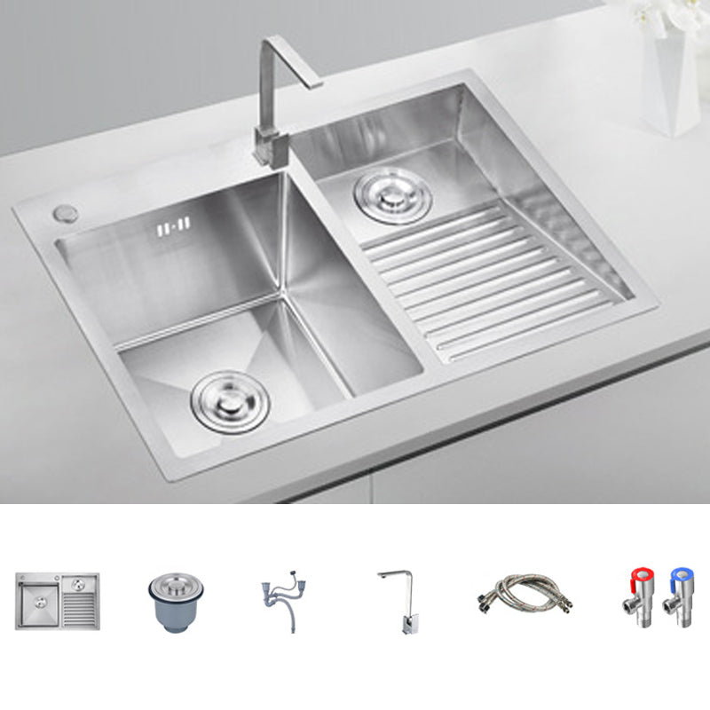 Modern Kitchen Sink Stainless Steel Double Sink with Accessories and Faucet Workstation Clearhalo 'Home Improvement' 'home_improvement' 'home_improvement_kitchen_sinks' 'Kitchen Remodel & Kitchen Fixtures' 'Kitchen Sinks & Faucet Components' 'Kitchen Sinks' 'kitchen_sinks' 6353185