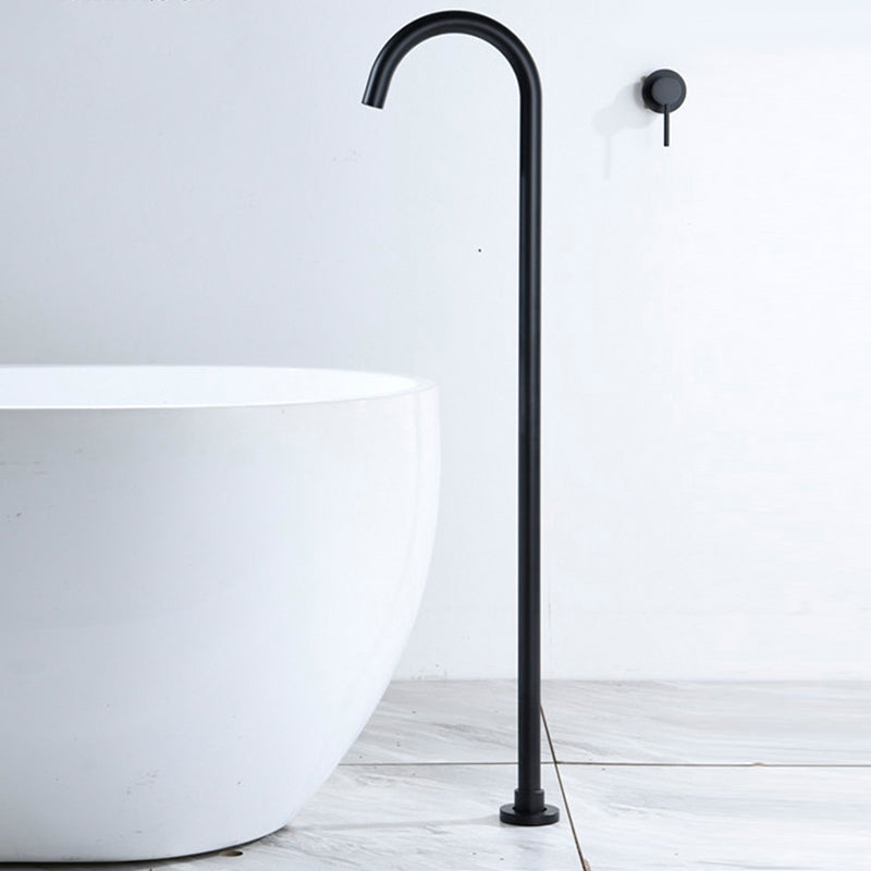 Modern Freestanding Tub Filler Brass 1-Handle Floor Mounted Freestanding Bathtub Faucet Clearhalo 'Bathroom Remodel & Bathroom Fixtures' 'Bathtub Faucets' 'bathtub_faucets' 'Home Improvement' 'home_improvement' 'home_improvement_bathtub_faucets' 6381557