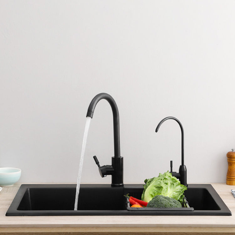 Modern Taavita 1-Handle Bar Faucet Kitchen Faucet in Black with Supply Lines