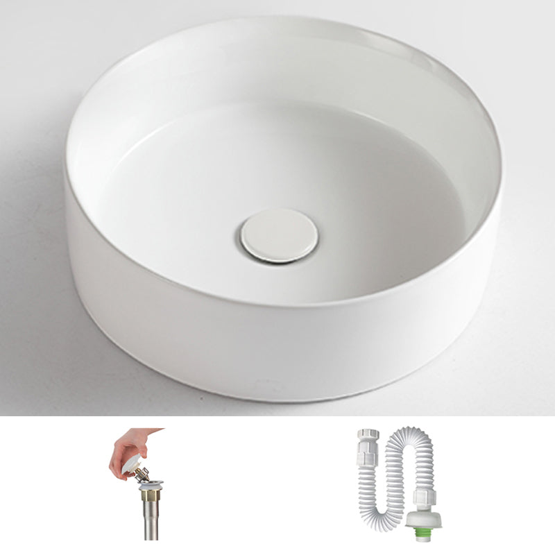 Round White and Orange Trough Bathroom Sink Porcelain Trough Bathroom Sink Clearhalo 'Bathroom Remodel & Bathroom Fixtures' 'Bathroom Sinks & Faucet Components' 'Bathroom Sinks' 'bathroom_sink' 'Home Improvement' 'home_improvement' 'home_improvement_bathroom_sink' 6644148