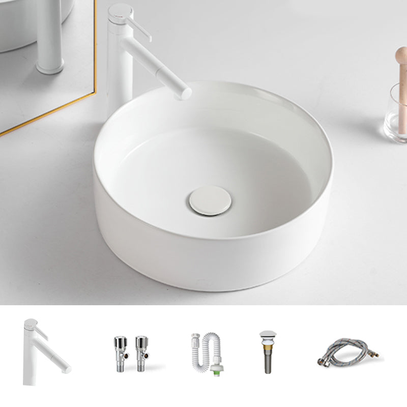 Round White and Orange Trough Bathroom Sink Porcelain Trough Bathroom Sink Clearhalo 'Bathroom Remodel & Bathroom Fixtures' 'Bathroom Sinks & Faucet Components' 'Bathroom Sinks' 'bathroom_sink' 'Home Improvement' 'home_improvement' 'home_improvement_bathroom_sink' 6644143