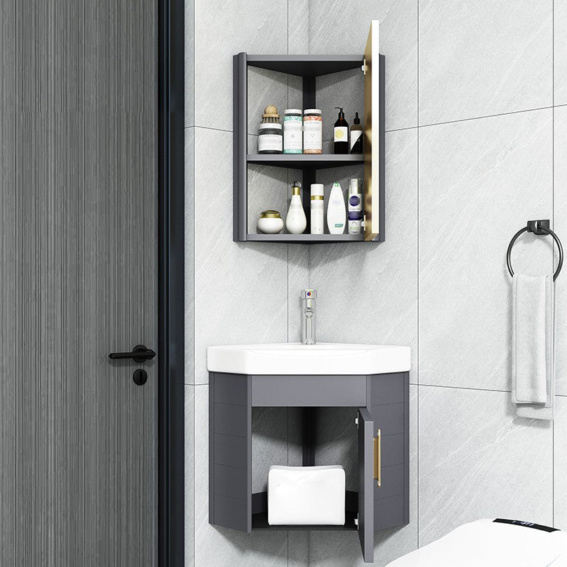 Taavita Wall-Mounted Bathroom Vanity Cabinet, Triangular Abstract Sink