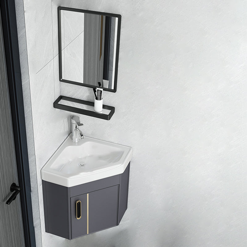 Wall Mounted Corner Bathroom Vanity Cabinet Triangular Abstract Vanity Sink Clearhalo 'Bathroom Remodel & Bathroom Fixtures' 'Bathroom Vanities' 'bathroom_vanities' 'Home Improvement' 'home_improvement' 'home_improvement_bathroom_vanities' 6659718