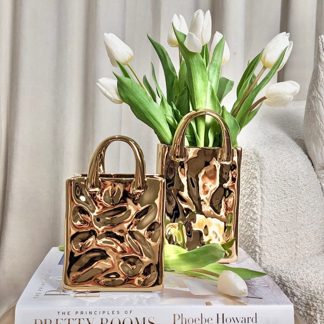 Taavita - Stylish Handbag Vase in Gold for Modern Decor