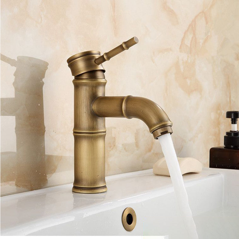 Farmhouse Brass Bathroom Faucet Lever Handle Faucet Single Hole Vessel Sink Faucet Clearhalo 'Bathroom Remodel & Bathroom Fixtures' 'Bathroom Sink Faucets' 'Bathroom Sinks & Faucet Components' 'bathroom_sink_faucets' 'Home Improvement' 'home_improvement' 'home_improvement_bathroom_sink_faucets' 6713240