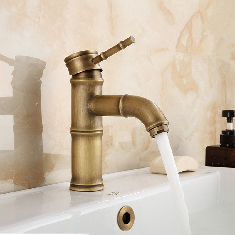 Farmhouse Brass Bathroom Faucet Lever Handle Faucet Single Hole Vessel Sink Faucet Clearhalo 'Bathroom Remodel & Bathroom Fixtures' 'Bathroom Sink Faucets' 'Bathroom Sinks & Faucet Components' 'bathroom_sink_faucets' 'Home Improvement' 'home_improvement' 'home_improvement_bathroom_sink_faucets' 6713235