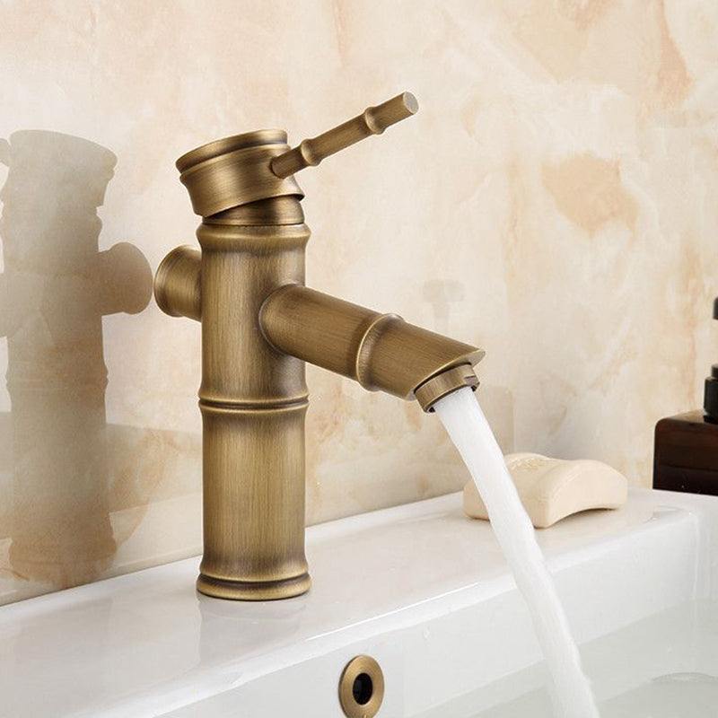 Farmhouse Brass Bathroom Faucet Lever Handle Faucet Single Hole Vessel Sink Faucet Clearhalo 'Bathroom Remodel & Bathroom Fixtures' 'Bathroom Sink Faucets' 'Bathroom Sinks & Faucet Components' 'bathroom_sink_faucets' 'Home Improvement' 'home_improvement' 'home_improvement_bathroom_sink_faucets' 6713233