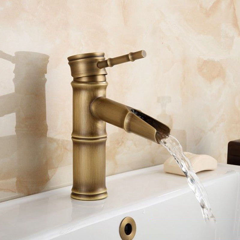 Farmhouse Brass Bathroom Faucet Lever Handle Faucet Single Hole Vessel Sink Faucet Clearhalo 'Bathroom Remodel & Bathroom Fixtures' 'Bathroom Sink Faucets' 'Bathroom Sinks & Faucet Components' 'bathroom_sink_faucets' 'Home Improvement' 'home_improvement' 'home_improvement_bathroom_sink_faucets' 1200x1200_c15253f6-0264-47f0-aeb1-f115a2046bbb