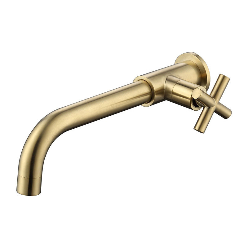 Wall Mounted Faucet Single Cross Handle Sink Faucet for Bathroom Clearhalo 'Bathroom Remodel & Bathroom Fixtures' 'Bathroom Sink Faucets' 'Bathroom Sinks & Faucet Components' 'bathroom_sink_faucets' 'Casa' 'Home Improvement' 'home_improvement' 'home_improvement_bathroom_sink_faucets' 6713334