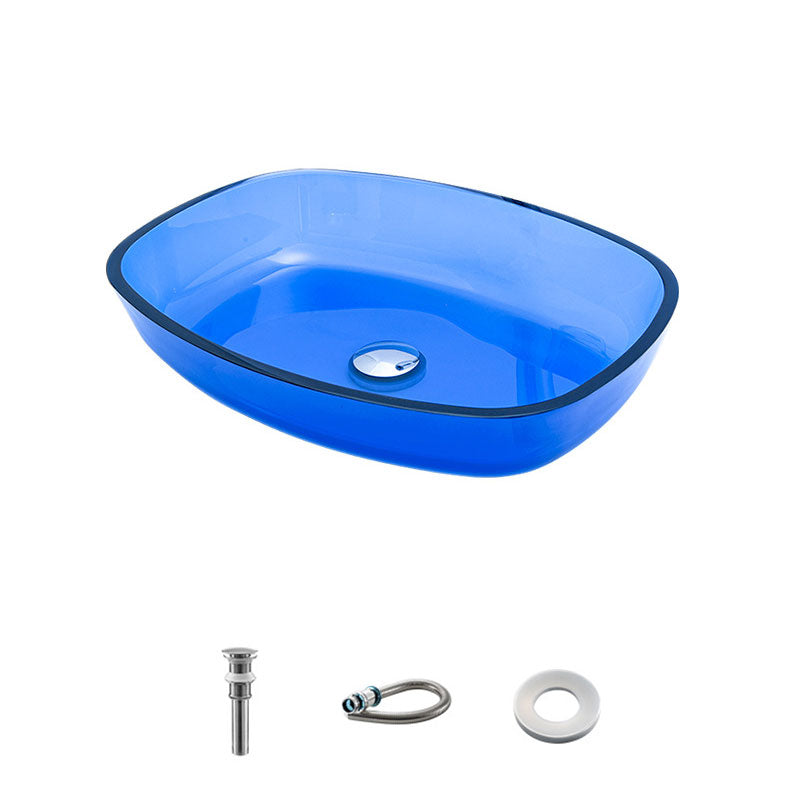 Modern Bathroom Sink Glass Oval-Shape Vessel Bathroom Sink with Pop-Up Drain Clearhalo 'Bathroom Remodel & Bathroom Fixtures' 'Bathroom Sinks & Faucet Components' 'Bathroom Sinks' 'bathroom_sink' 'Home Improvement' 'home_improvement' 'home_improvement_bathroom_sink' 6772275