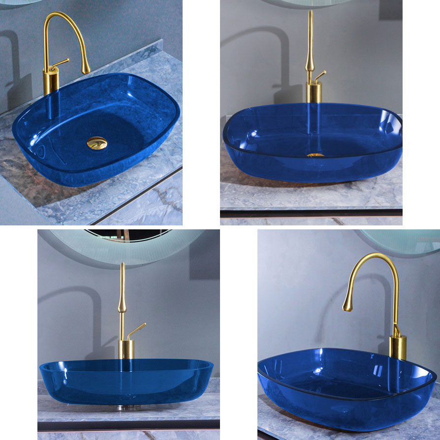 Modern Oval Glass Sink with Pop-Up Drain Feature