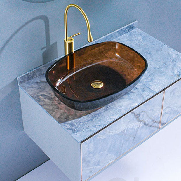 Modern Bathroom Sink Glass Oval-Shape Vessel Bathroom Sink with Pop-Up Drain Clearhalo 'Bathroom Remodel & Bathroom Fixtures' 'Bathroom Sinks & Faucet Components' 'Bathroom Sinks' 'bathroom_sink' 'Home Improvement' 'home_improvement' 'home_improvement_bathroom_sink' 6772292