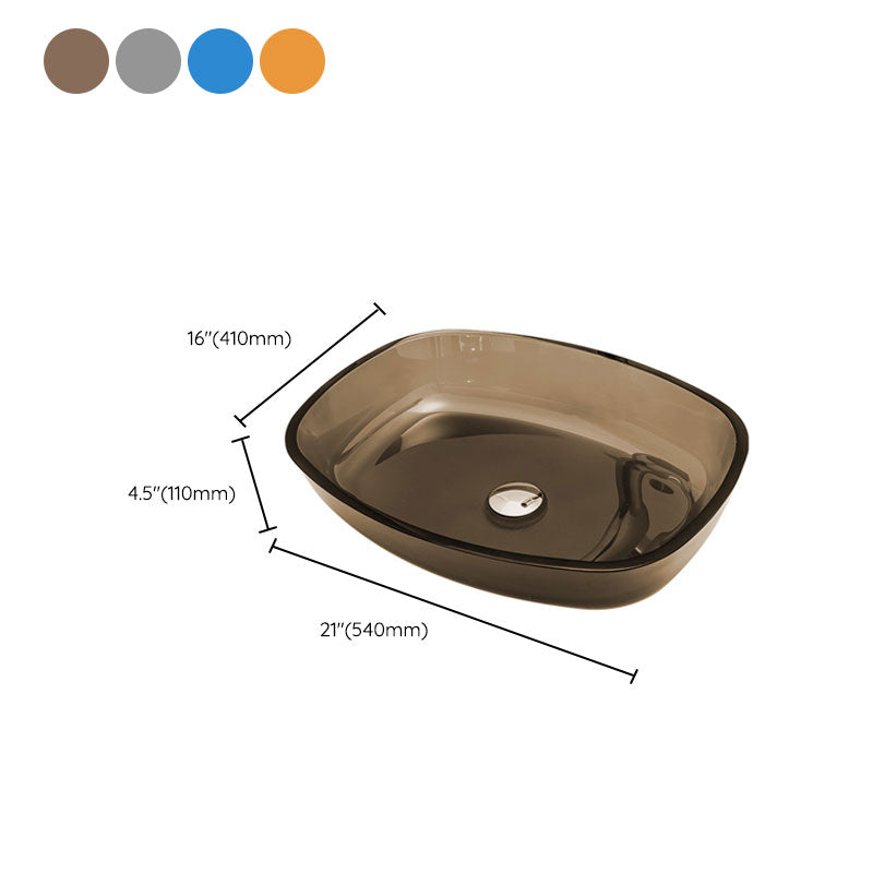 Modern Oval Glass Sink with Pop-Up Drain Feature