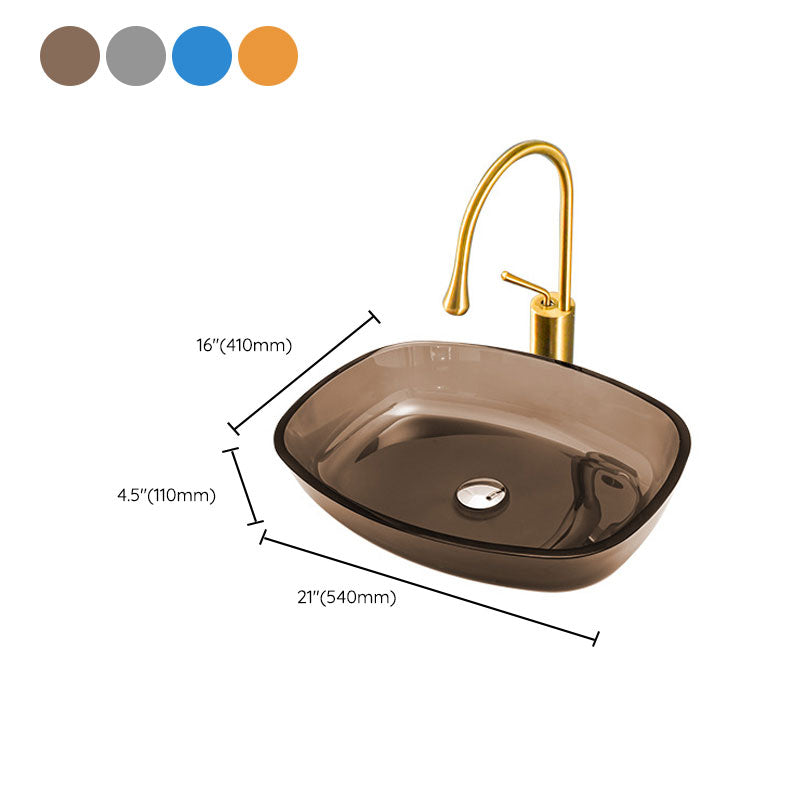 Modern Oval Glass Sink with Pop-Up Drain Feature