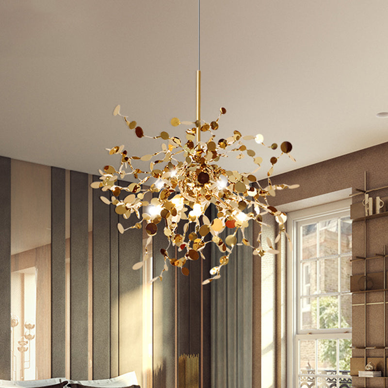 Taavita Pendant Light Art Deco Metal LED Gold Hanging Ceiling Light for Living Room