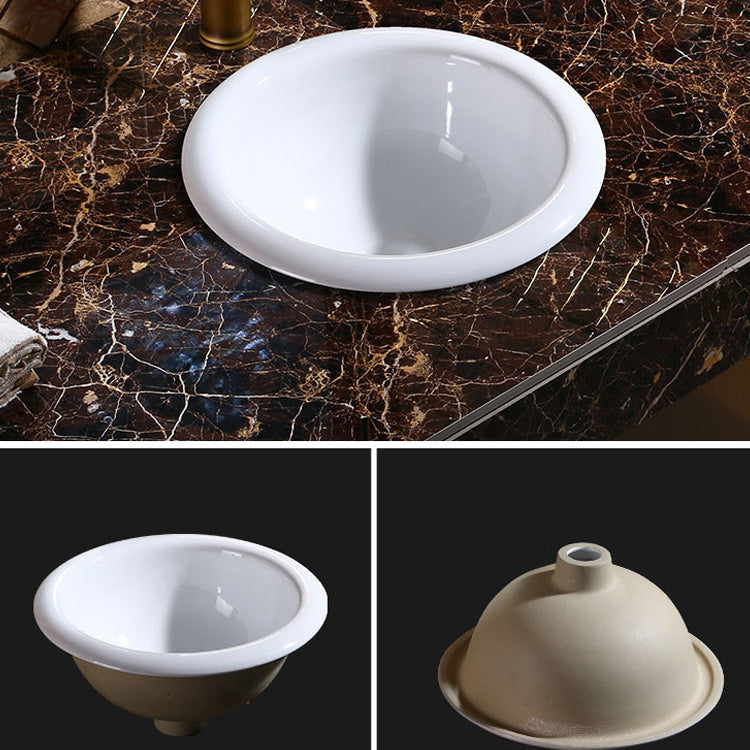 Modern Bathroom Sink in Porcelain, Oval Drop-In Sink with Pop-Up Drain