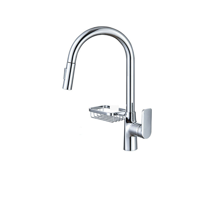 Gooseneck Kitchen Sink Faucet Swivel Spout with Pull down Sprayer Clearhalo 'Home Improvement' 'home_improvement' 'home_improvement_kitchen_faucets' 'Kitchen Faucets' 'Kitchen Remodel & Kitchen Fixtures' 'Kitchen Sinks & Faucet Components' 'kitchen_faucets' 1200x1200_2f2667d0-f4b7-4bcc-a9d8-45e0df06d1ae