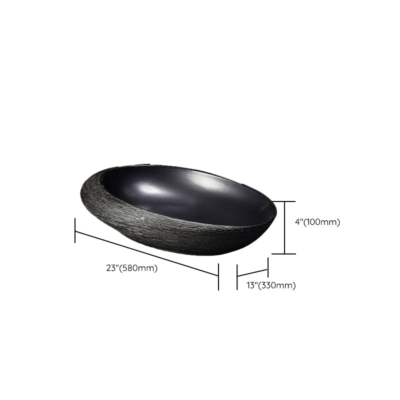 Modern Oval Black Ceramic Bathroom Sink with Taavita Faucet