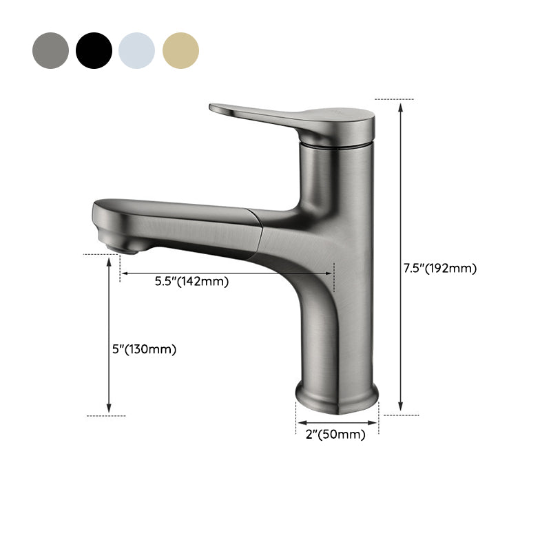 Modern Circular Pull-Out Basin Faucet - Single Hole Vanity Sink Faucet