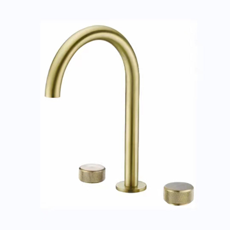 Glam Brass Widespread Bathroom Faucet 3 Hole Circular Vanity Faucet Clearhalo 'Bathroom Remodel & Bathroom Fixtures' 'Bathroom Sink Faucets' 'Bathroom Sinks & Faucet Components' 'bathroom_sink_faucets' 'Home Improvement' 'home_improvement' 'home_improvement_bathroom_sink_faucets' 1200x1200_7e64277a-5135-4aa3-b7f5-b0b9891c35eb