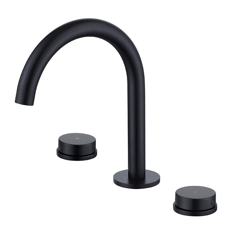 Taavita Chrome Gold Black Brass Widespread Bathroom Faucet 3 Hole Circular Vanity Faucet