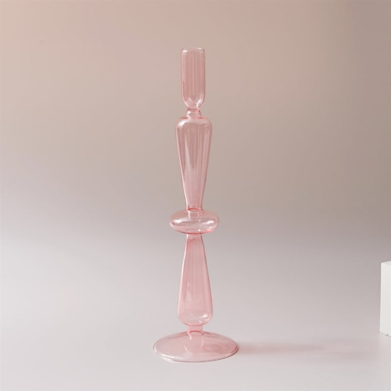 Taavita Pink Handblown Glass Taper Candle Holder & Vases