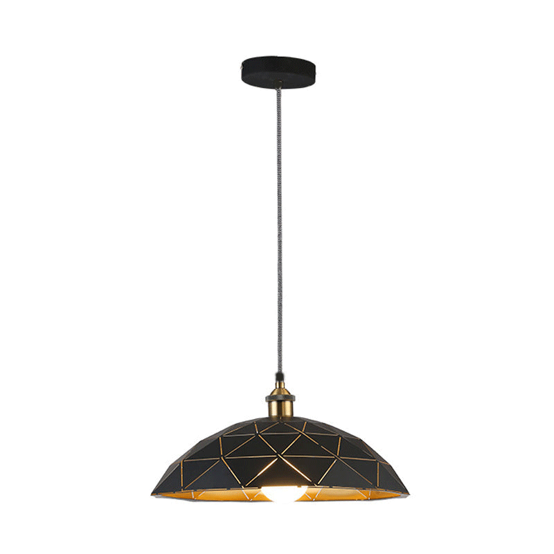 1 Light Dome Suspension Lamp Industrial Black/White Metal Pendant Light for Living Room, 13"/16"/19.5" Wide White Clearhalo 'Art Deco Pendants' 'Black' 'Cast Iron' 'Ceiling Lights' 'Ceramic' 'Crystal' 'Industrial Pendants' 'Industrial' 'Metal' 'Middle Century Pendants' 'Pendant Lights' 'Pendants' 'Rustic Pendants' 'Tiffany' Lighting' 7