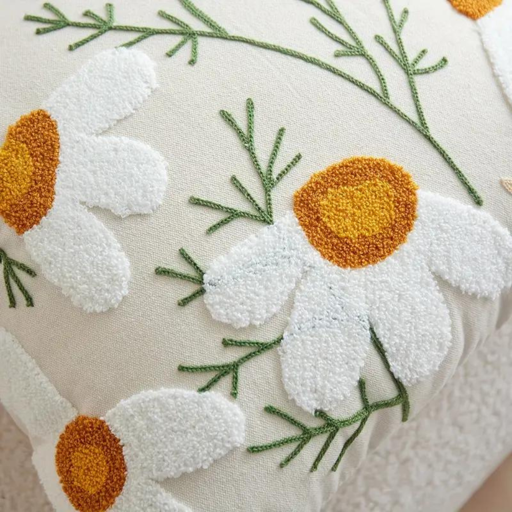 Elegant Plant Flower Patterned Cushion Cover