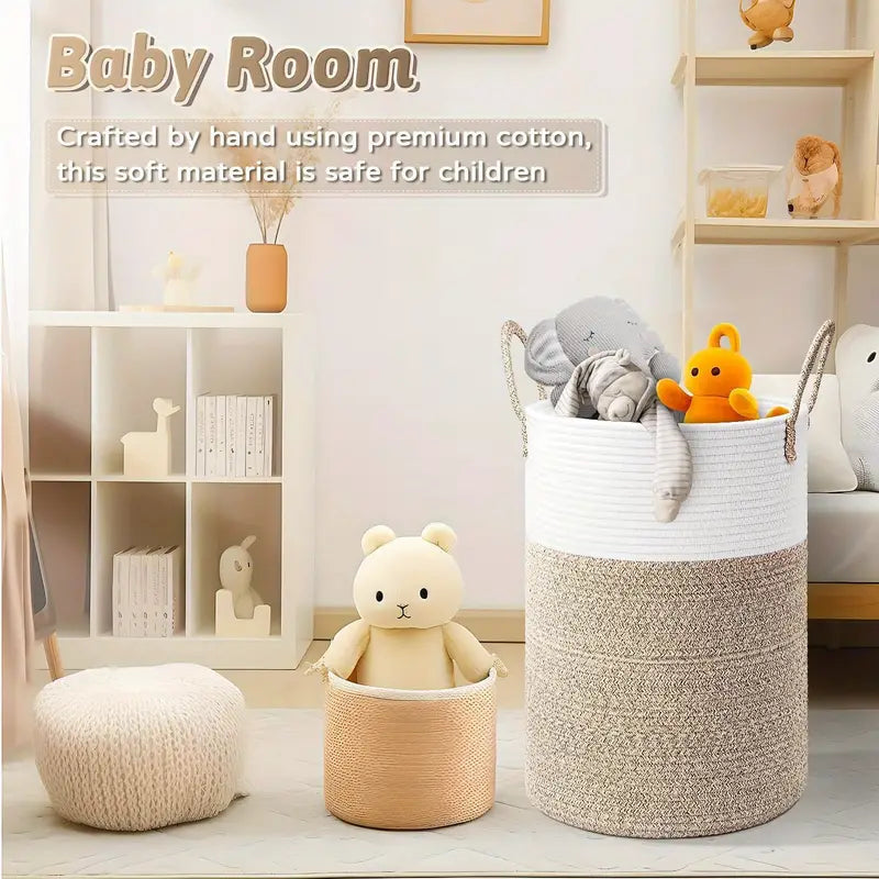 Taavita - Foldable Storage Basket Made of Cotton Rope for Laundry, Toys, and Blankets - Stylish and Multifunctional!