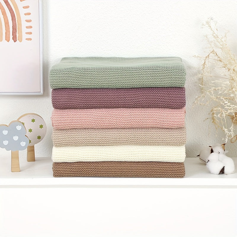 Taavita Cotton Knit Wrap Blanket – Soft & Solid Color – In Elegant Geometric Pattern