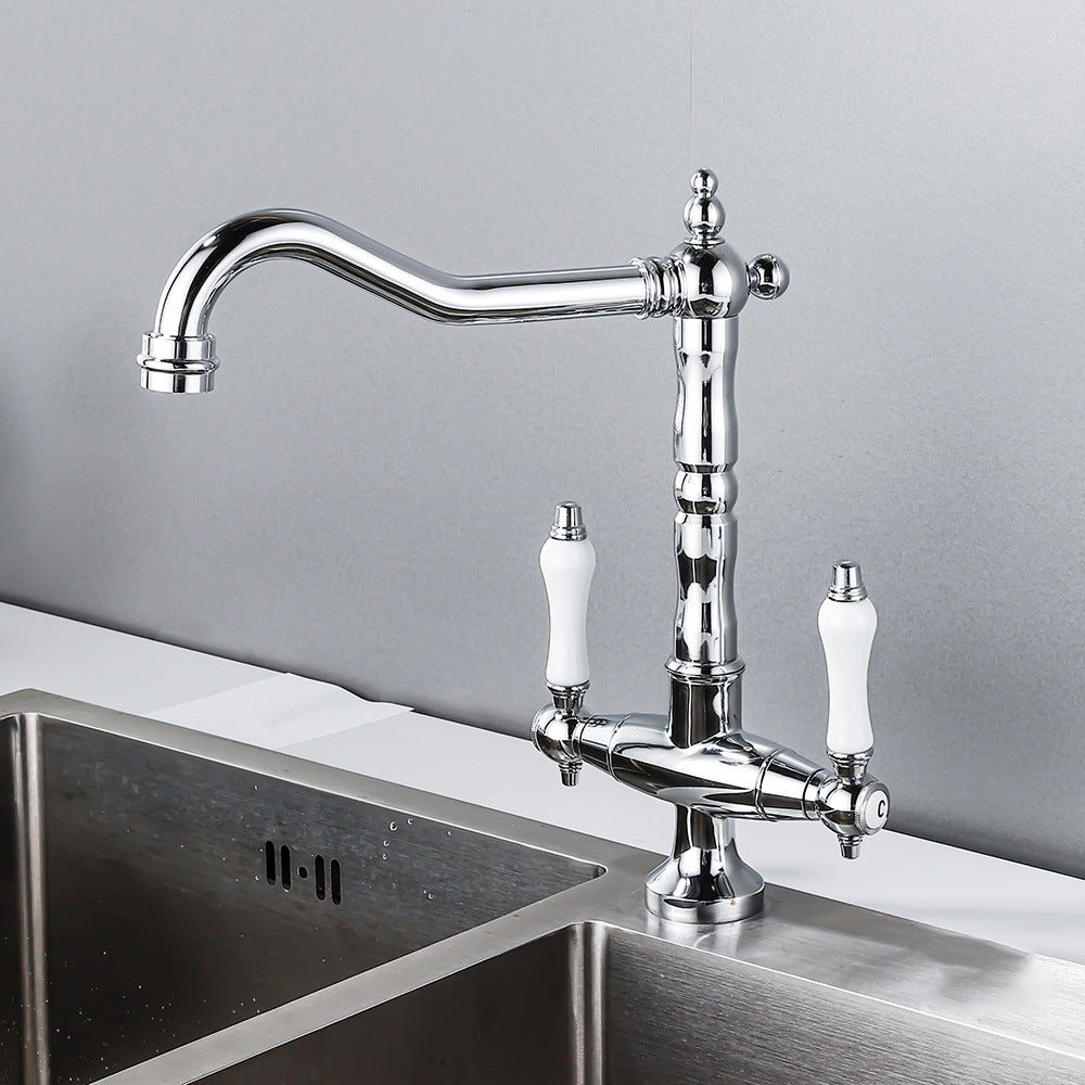 Taavita Bar Faucet for the Kitchen, Double Handle, High Arc, Without Sensor