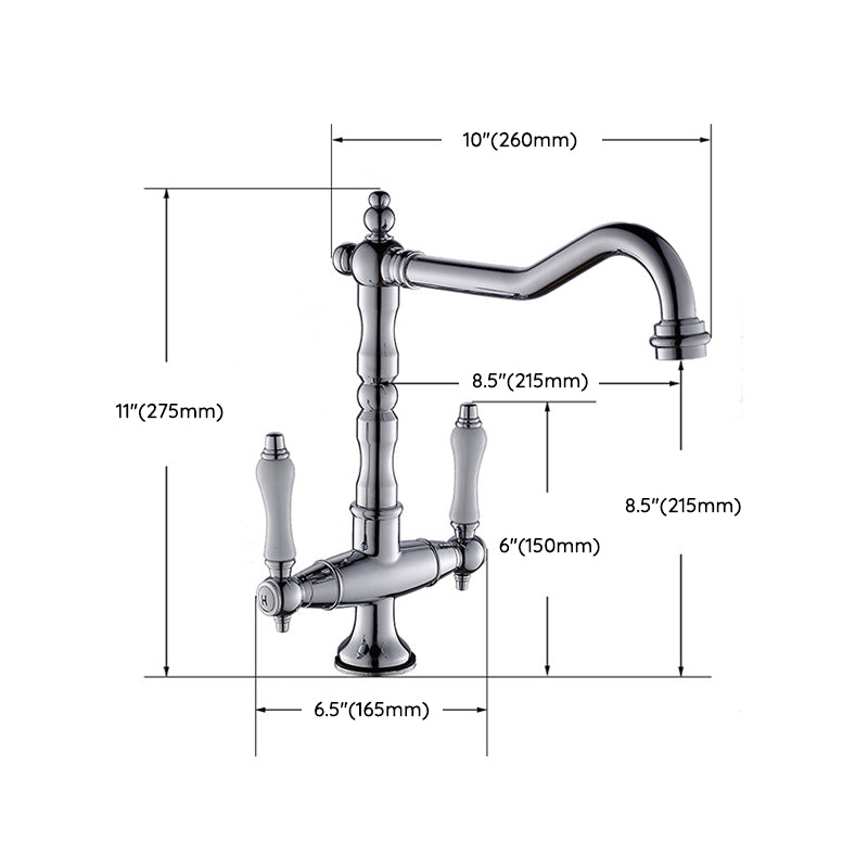 Taavita Bar Faucet for the Kitchen, Double Handle, High Arc, Without Sensor