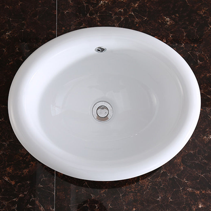 Traditional Drop-in Oval Bathroom Sink with Faucet Basin